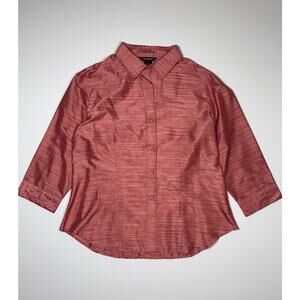 Ms Sioni 100% Silk Shirt Long Sleeve Button Down Red Casual Women's Size Large